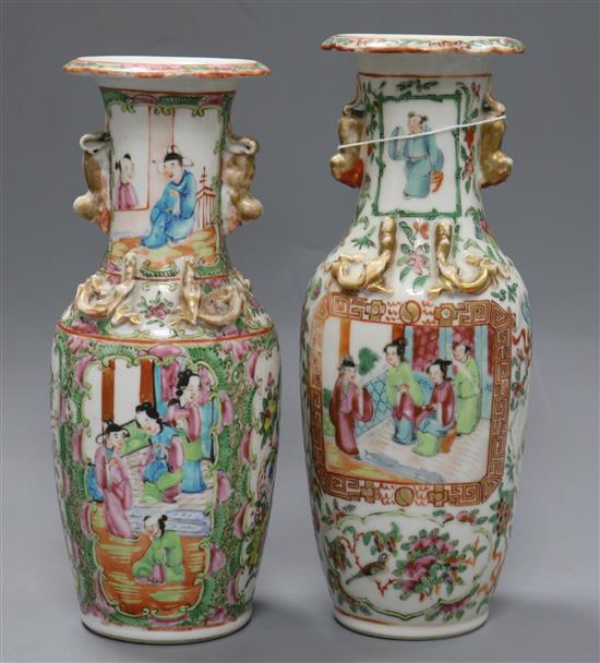 Two Chinese Canton famille rose vases 26cm